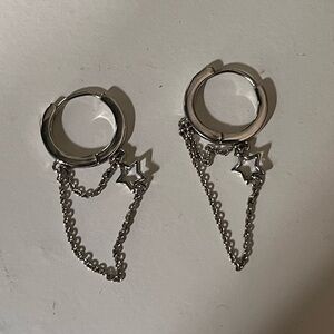 Pura Vida hoop earrings with chain and star accents never worn